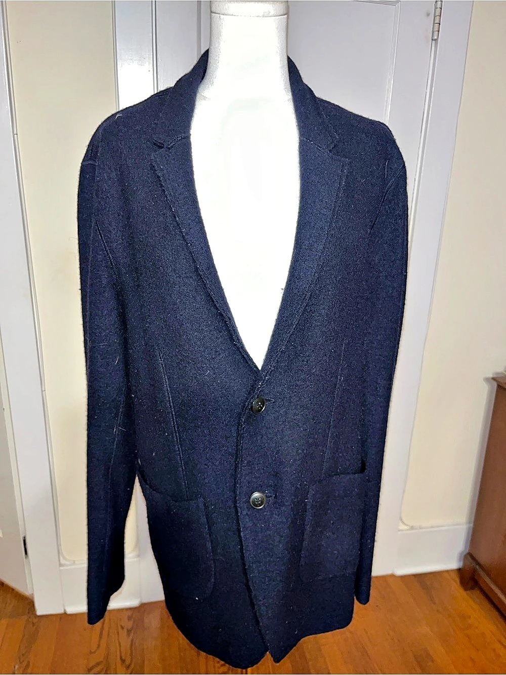 Mackintosh Wool Cashmere Pea Coat in Blue Size Medium
